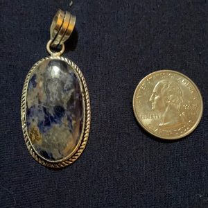 Bluish colored jasper with silver chain